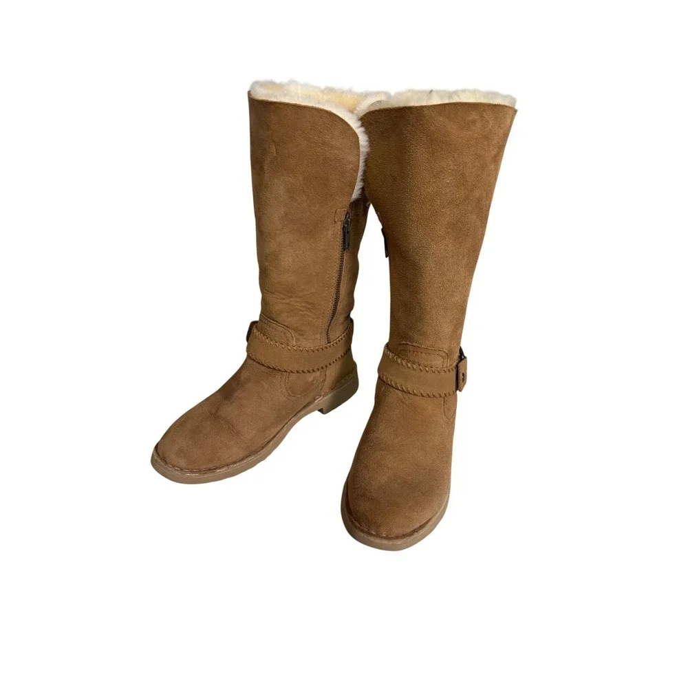 UGG Braiden Suede Shearling Tall Boots Chestnut Womens Size 7